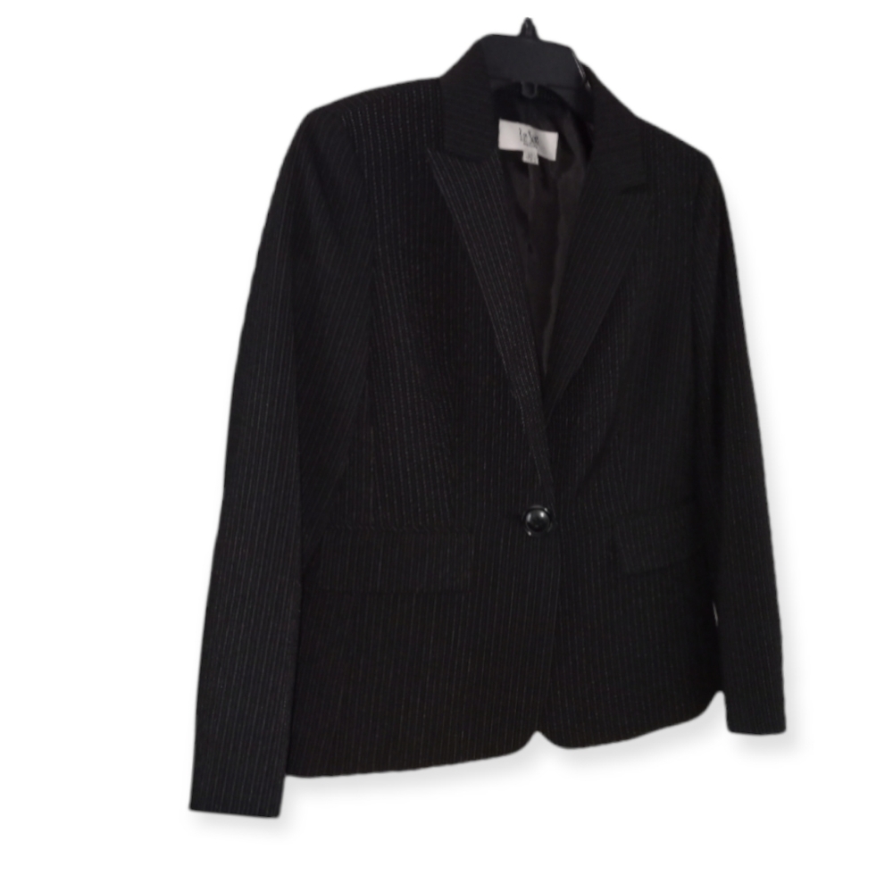 Le suit black pinstripe classic Blazer size 6p